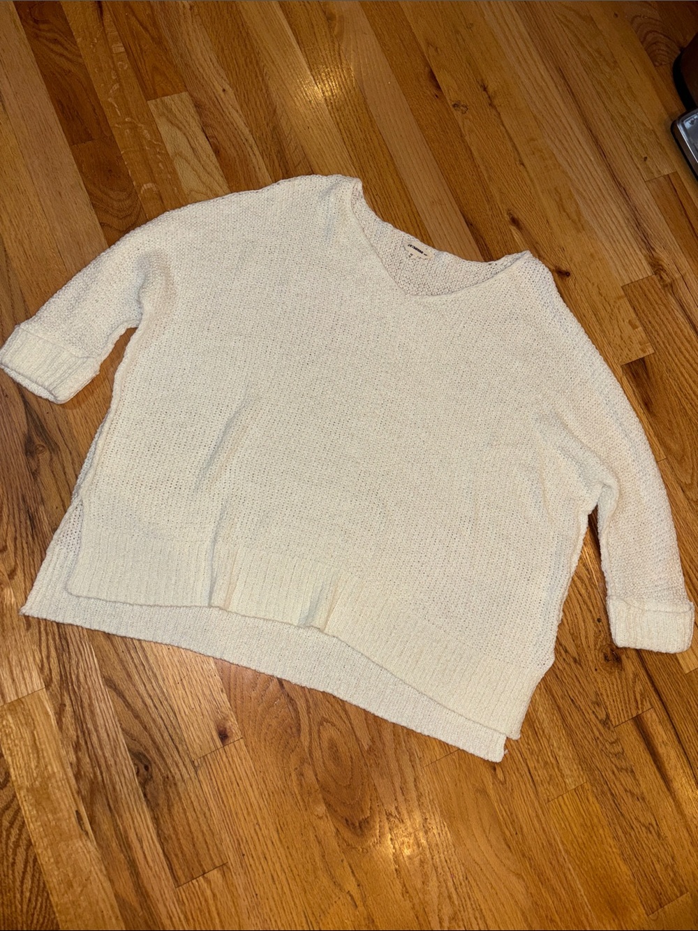 Women's Cream V-Neck Knit Sweater
